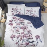 Спален комплект с 2 плика памучен сатен 3D - ЛУАНДА синьо